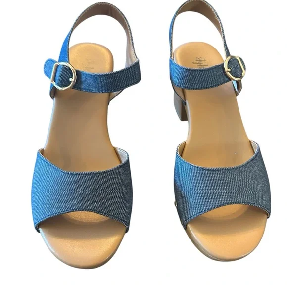 Style & Co Anddreas Navy Canvas Platform Block-Heel Sandals Size 6.5 - Picture 2 of 10